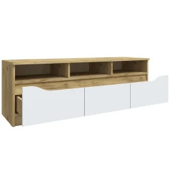Meuble TV 130cm Chêne Et Blanc