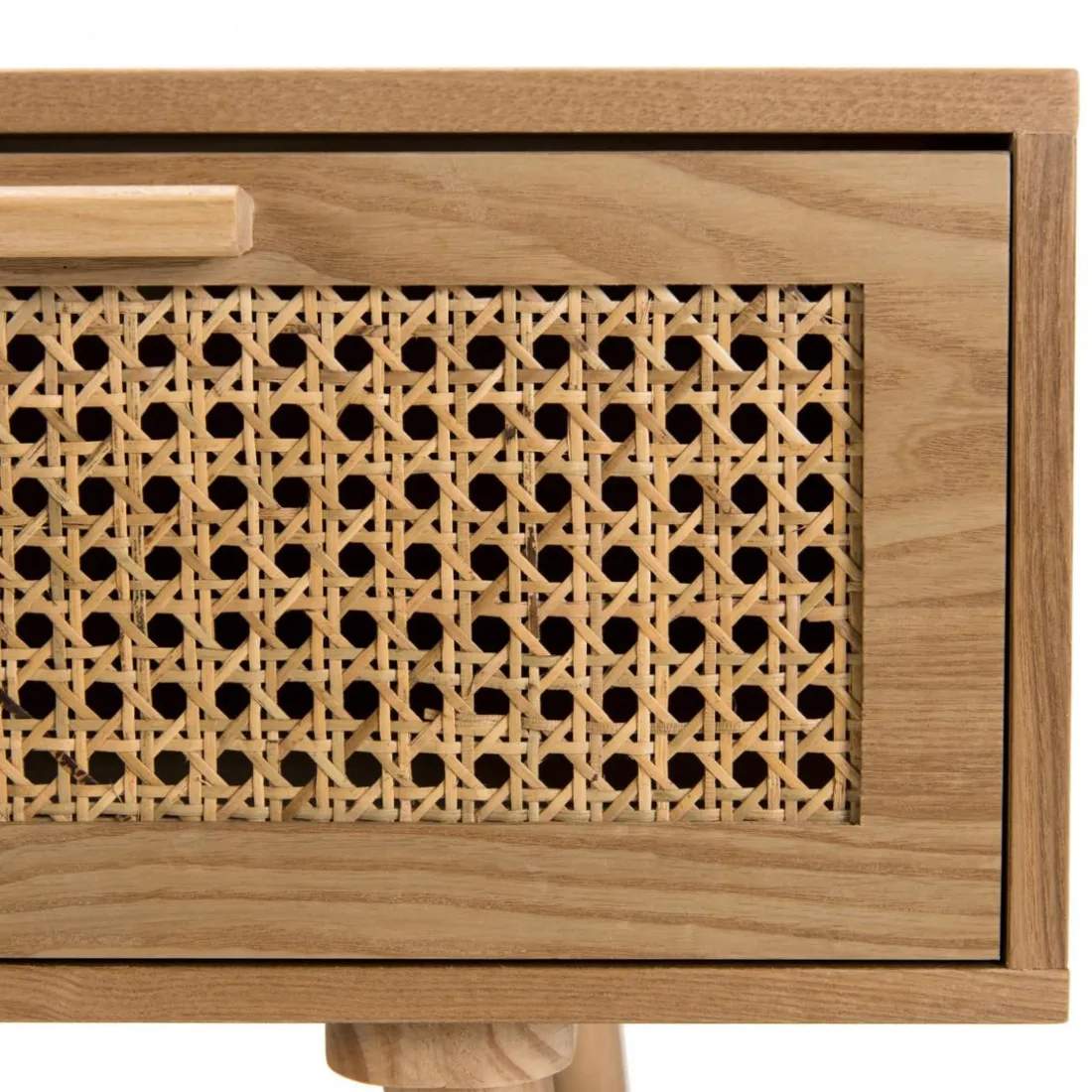 Meuble TV couleur naturel 3 tiroirs cannage - RODRIGO