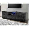 Meuble TV deux portes et un tiroir PRISMA laqué anthracite brillant