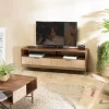 Meuble TV en bois de manguier 2 niches 2 tiroirs ALIX