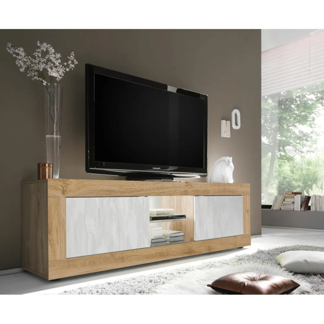 Meuble TV grande 2 portes sans éclairage