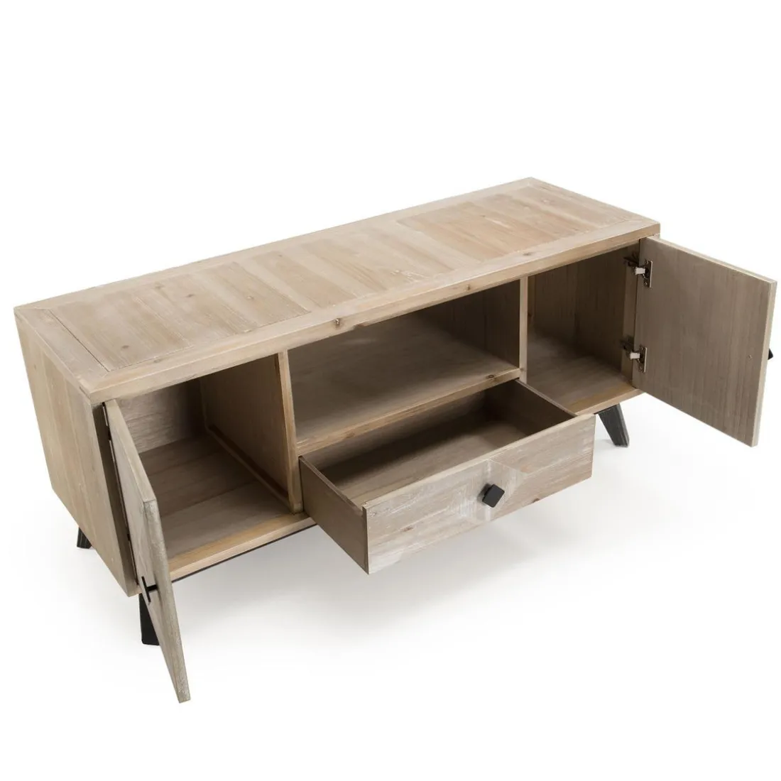 Meuble Tv MANDY Scandi 2 Portes 1 Tiroir 1 Niche