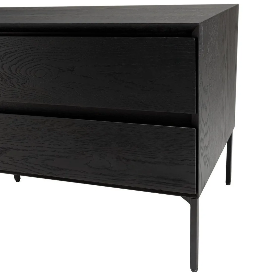 Meuble TV noir 1 porte 2 tiroirs pieds métal noir MAXENDRE