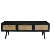 Meuble TV noir 3 tiroirs cannage - MIKEL