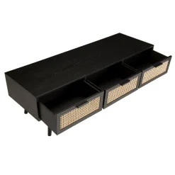 Meuble TV noir 3 tiroirs cannage - MIKEL