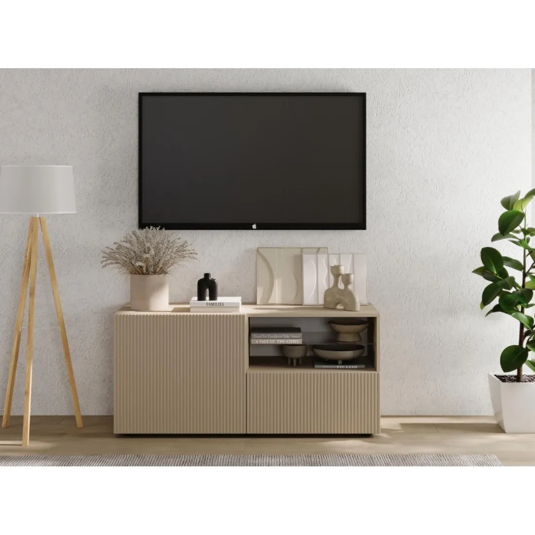 Meuble TV petit 1 porte 1 tiroir RIO Panneaux de particules de première qualité Portes en MDF