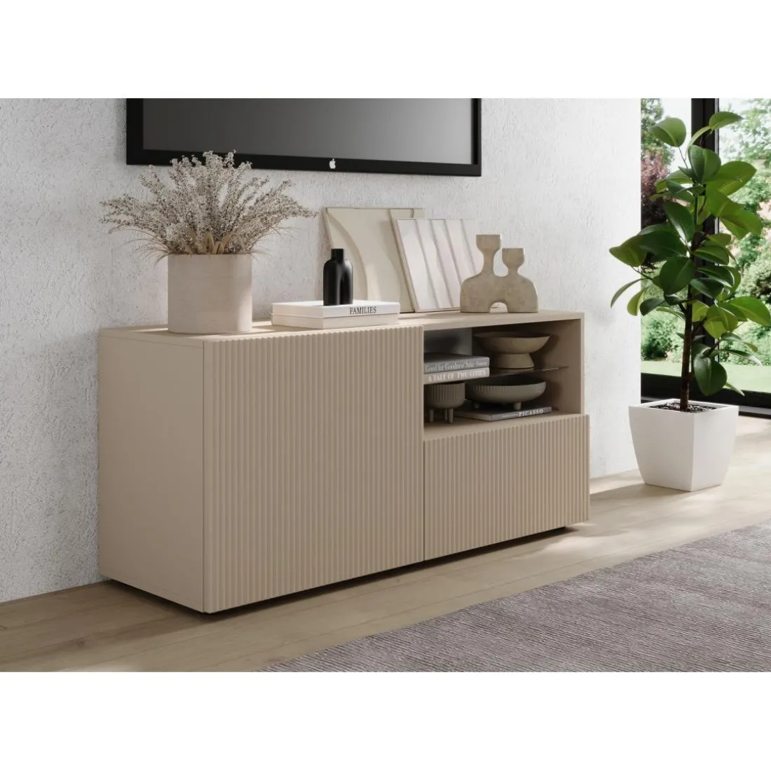 Meuble TV petit 1 porte 1 tiroir RIO Panneaux de particules de première qualité Portes en MDF