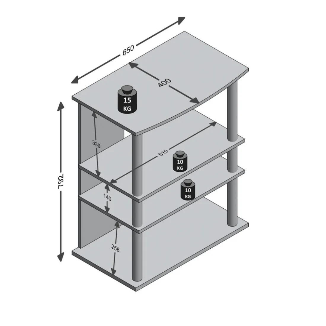 Meuble TV VARIANT 7 4 plateaux sur roulettes
