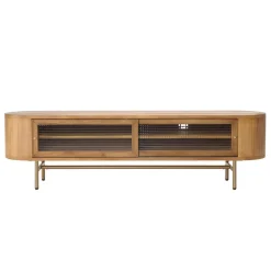 Meuble TV YSEULT 2 portes coulissantes en verre
