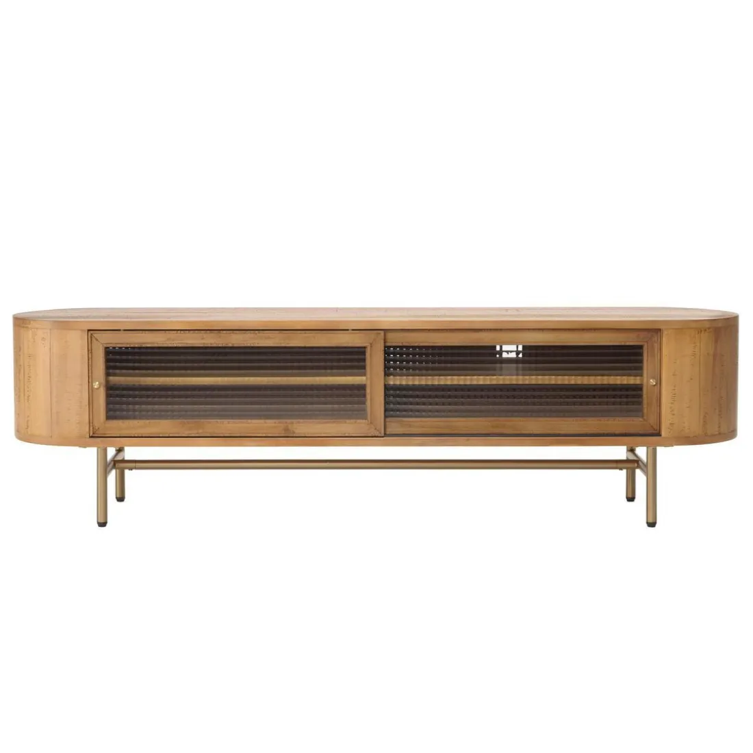 Meuble TV YSEULT 2 portes coulissantes en verre