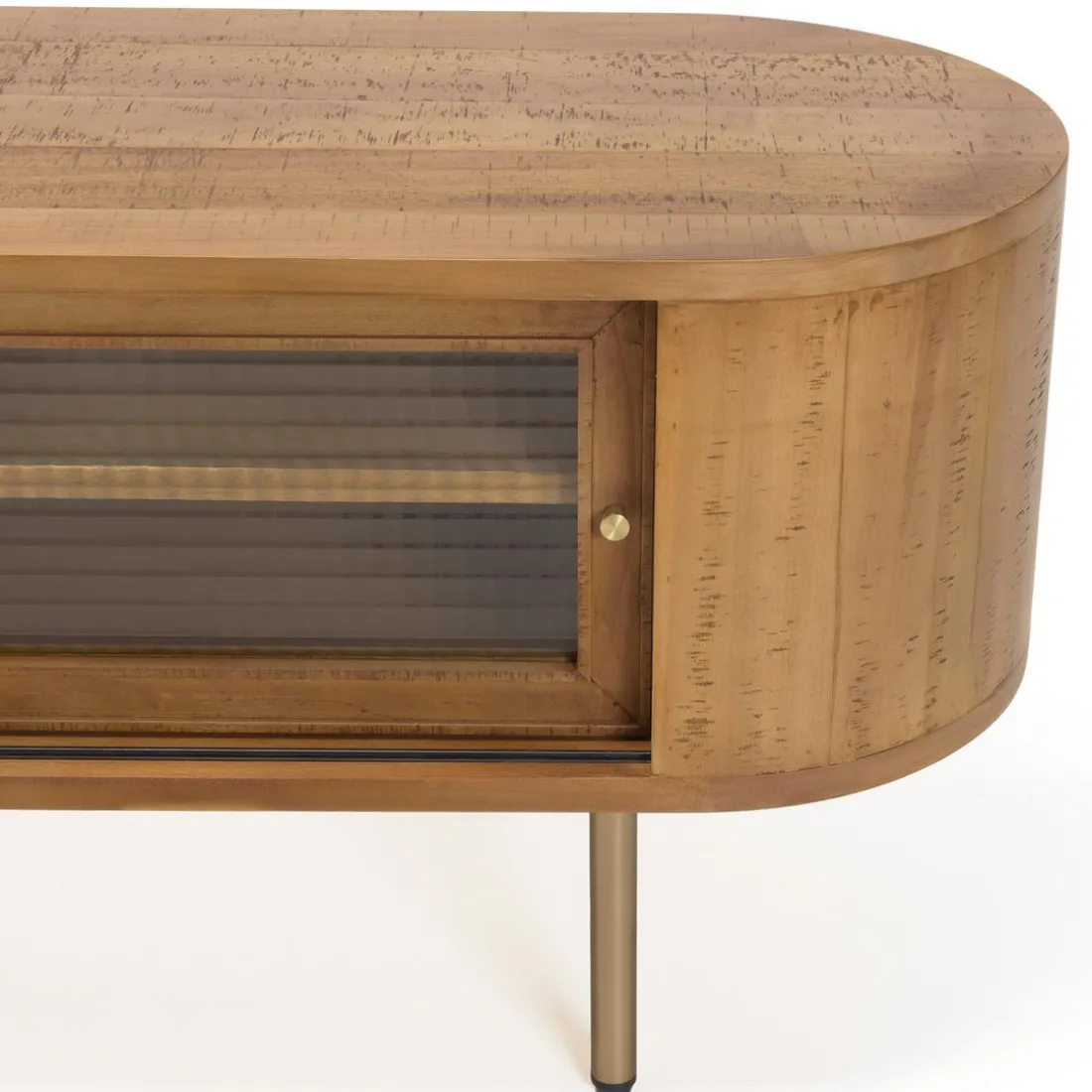 Meuble TV YSEULT 2 portes coulissantes en verre