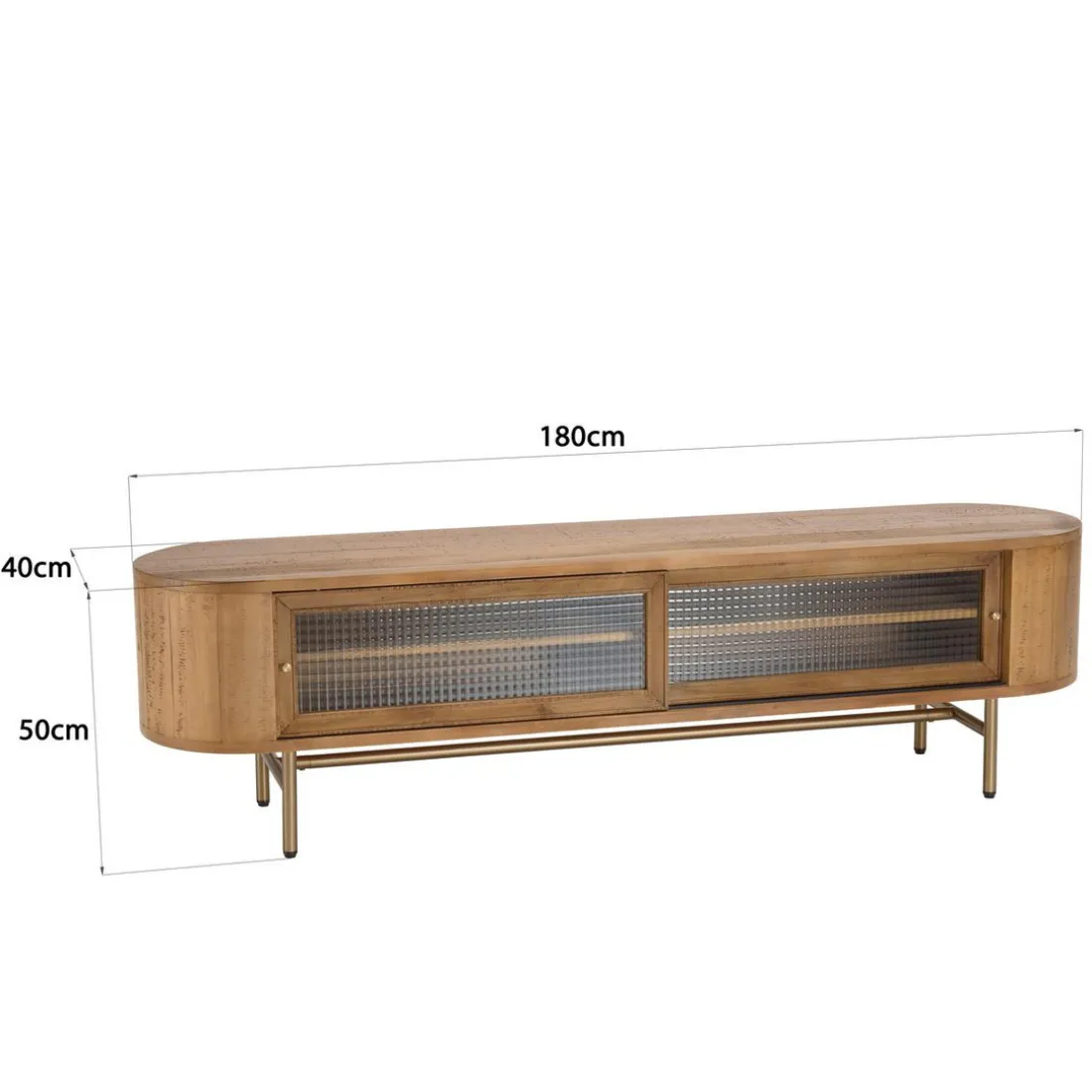 Meuble TV YSEULT 2 portes coulissantes en verre