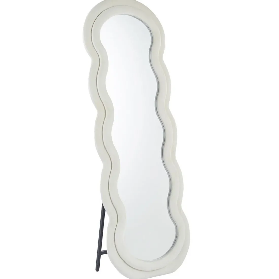 Miroir en pied décoratif design ondulé Andromak Velours Crème