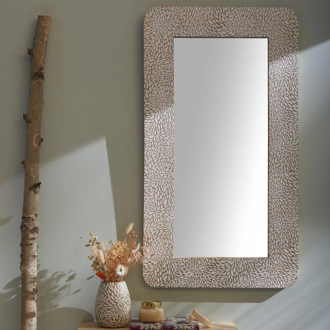 Miroir encadrement bois de manguier FACTORY