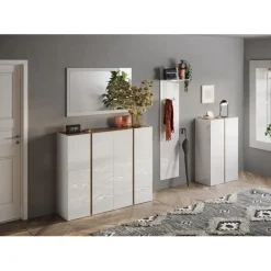 Miroir Ferrare à fixer cadre coloris blanc laqué brillant. L72x 118H