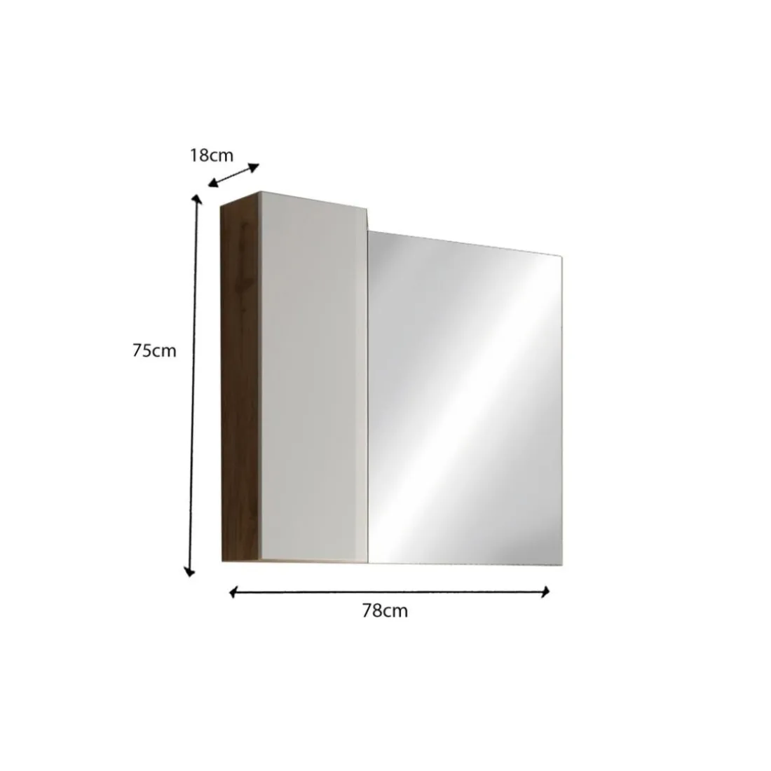 Miroir Led avec Colonne Integrée Ancona 1 Porte L78 cm