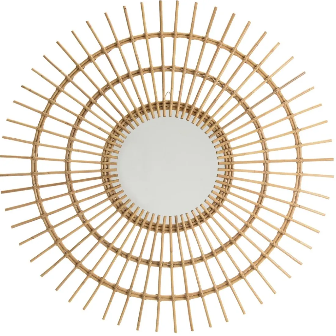 Miroir rond modèle soleil en rotin couleur brun miel KALLY