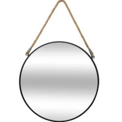 Miroir Rond Métal avec Corde noir