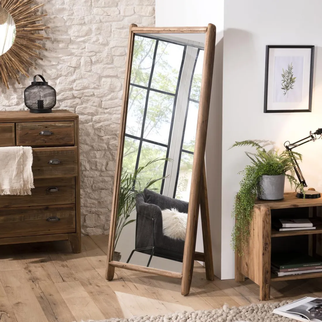 Miroir Sur Pieds / Psyche ANDRIAN Bois Pin Recyclé