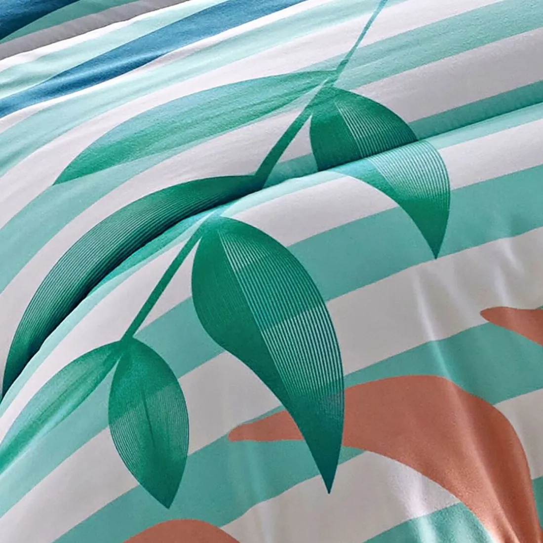 Oreiller en polyester HOJAS DÉCO DOUBLE FACE bleu turquoise