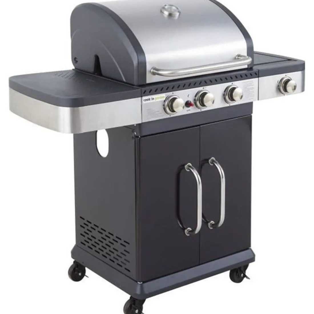 Pack Barbecue gaz Américain FIDGI 3 brûleurs et Housse avec Coffret 3 pièces aimantés