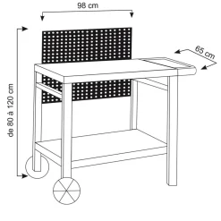 Pack Desserte de jardin REVA avec Housse Barbecue et Plancha Rectangulaire