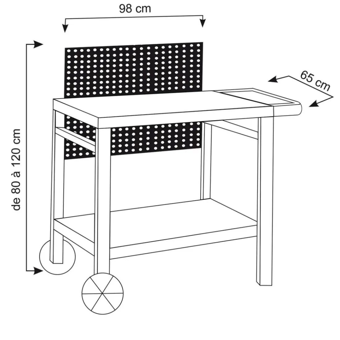 Pack Desserte de jardin REVA PREMIUM avec Housse Barbecue et Plancha Rectangulaire