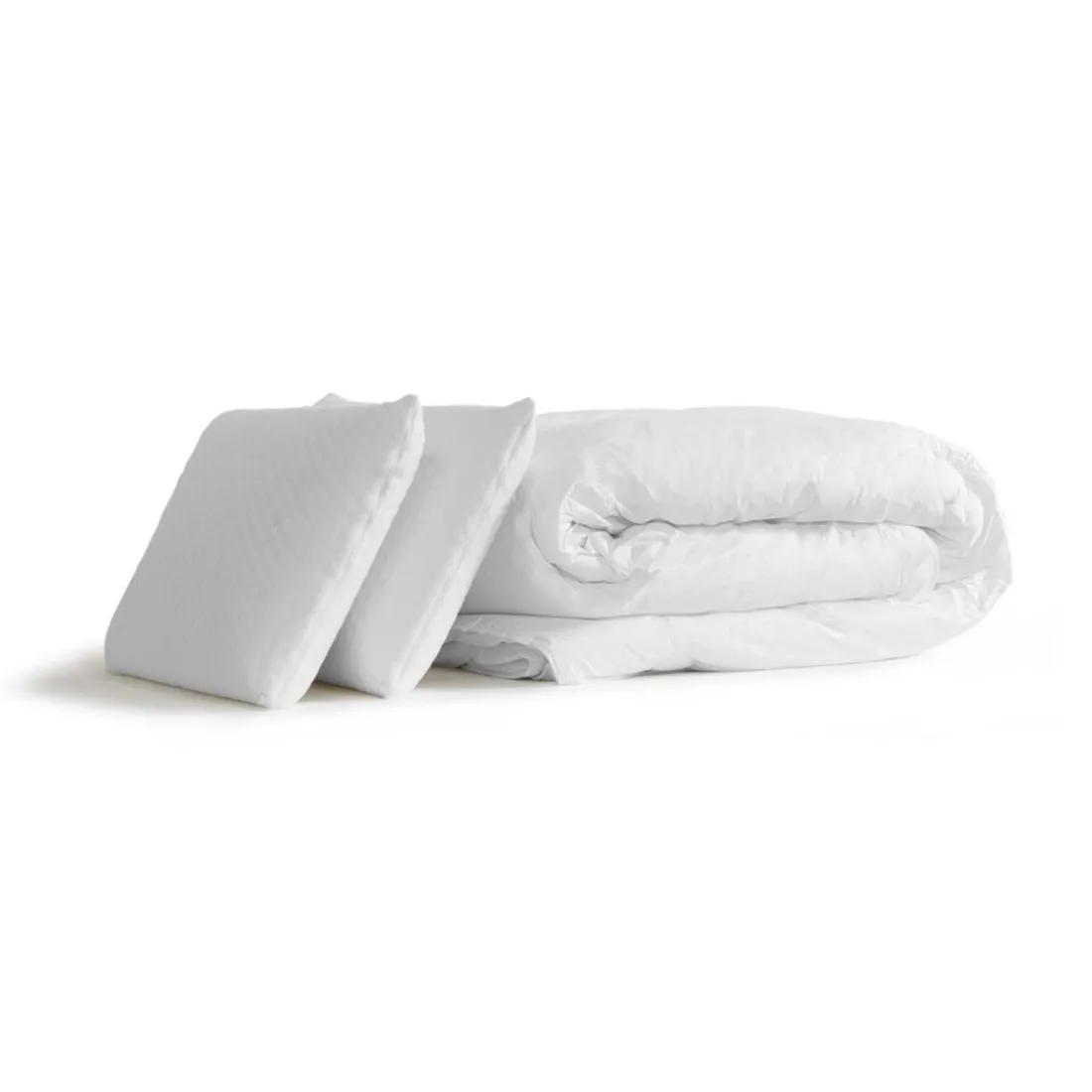 Pack double sommier matelas SOFT 2 oreillers memoire de forme Couette Percale