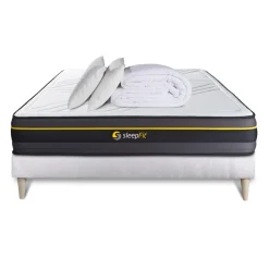 Pack matelas ACTIVE sommier blanc Couette et 2 oreillers