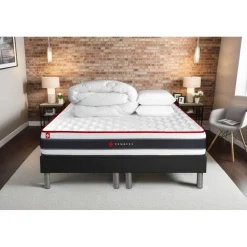 Pack matelas ENERGY double sommiers noir Couette 2 oreillers