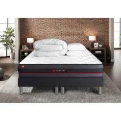 Pack matelas REGEN double sommiers noir Couette 2 oreillers