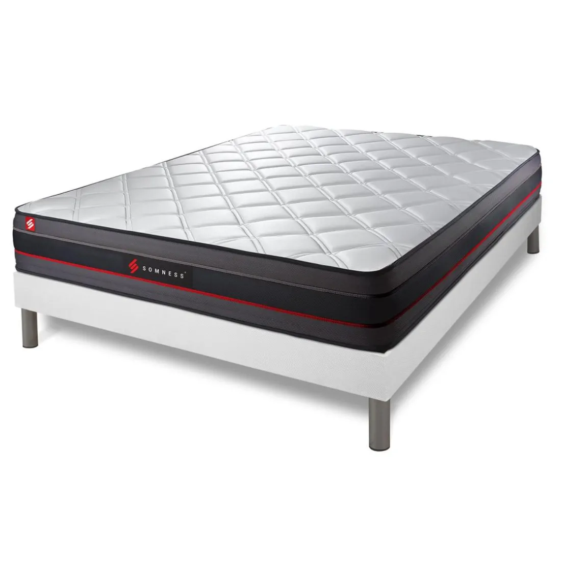 Pack matelas REGEN sommier blanc et Couette 2 oreillers