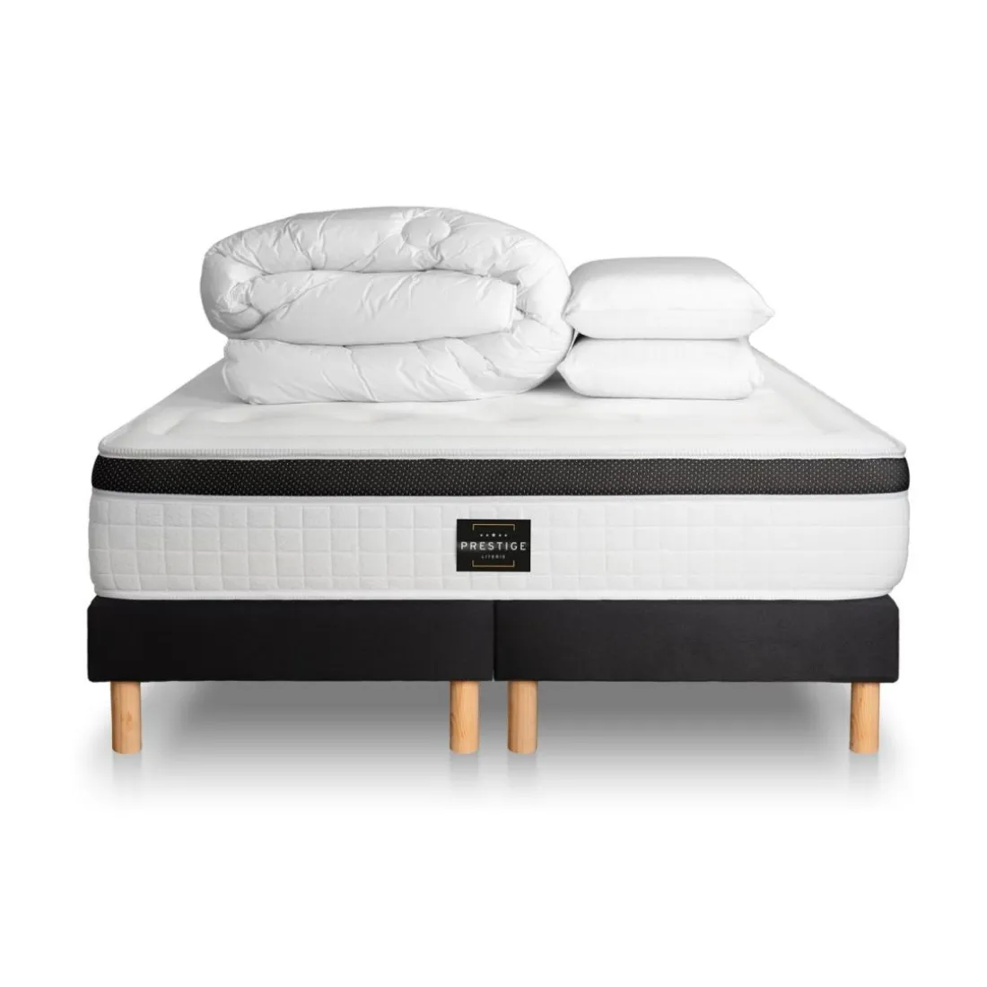 Pack Privilège Memoire de forme 5 zones double sommier noir