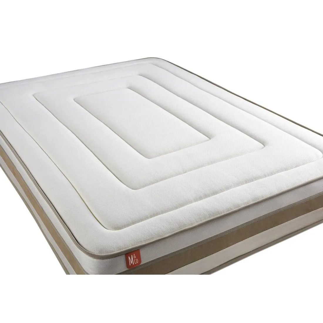 Pack prêt a dormir matelas LE RAFFINÉ Ressorts ensaches Memoire de forme BioVisco sommier Beige