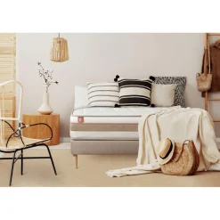 Pack prêt a dormir matelas LE TENDRE Ressorts ensaches Memoire de forme sommier kit Beige