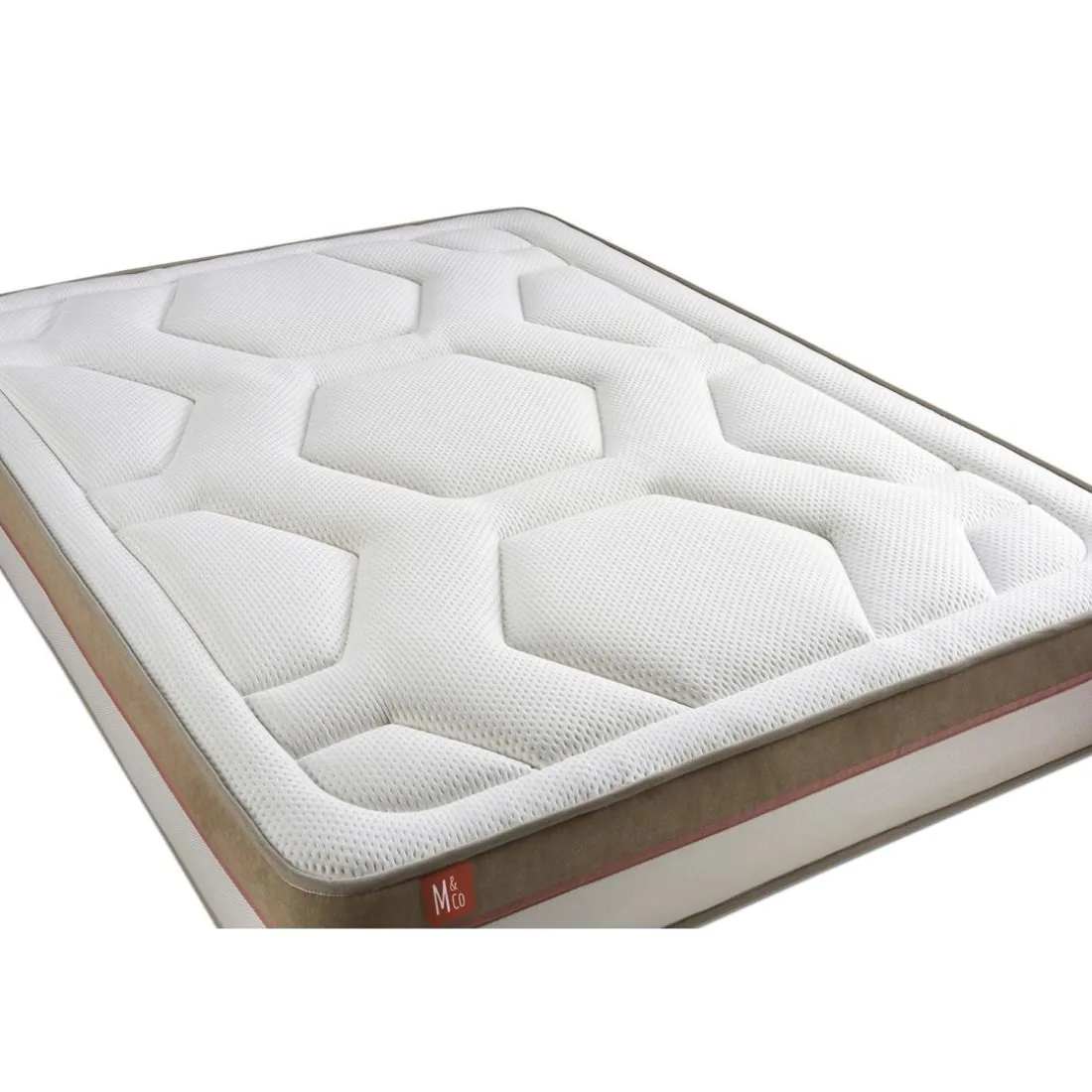 Pack prêt a dormir matelas Memoire de forme double sommiers Beige 2 oreillers couette