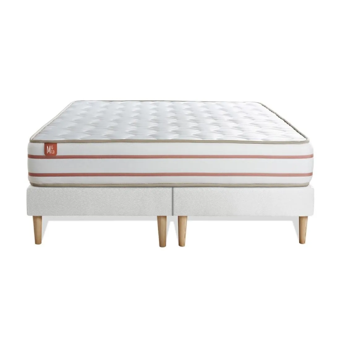 Pack prêt a dormir matelas LE DOUX Memoire de forme double sommiers Blanc 2 oreillers couette