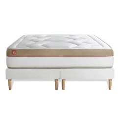 Pack prêt a dormir matelas Memoire de forme double sommiers Blanc, 2 oreillers,couette