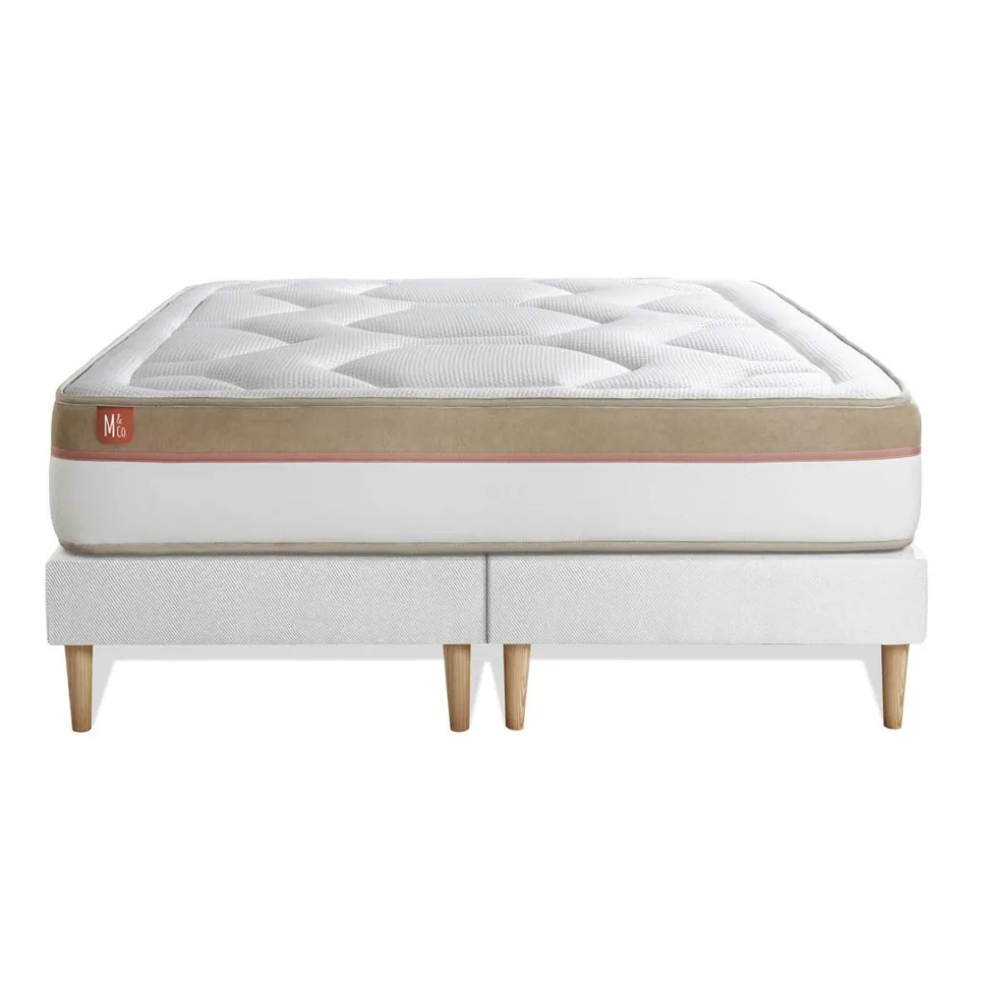 Pack prêt a dormir matelas Memoire de forme double sommiers Blanc, 2 oreillers,couette