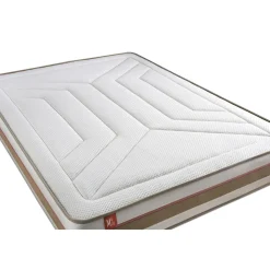 Pack prêt a dormir matelas LE TENDRE Ressorts ensaches Memoire de forme sommier Beige,2 oreillers couette