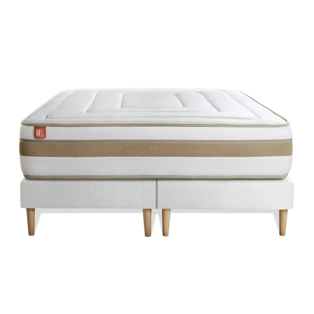 Pack prêt a dormir matelas LE RAFFINÉ Ressorts ensaches Memoire de forme BioVisco double sommiers Blanc