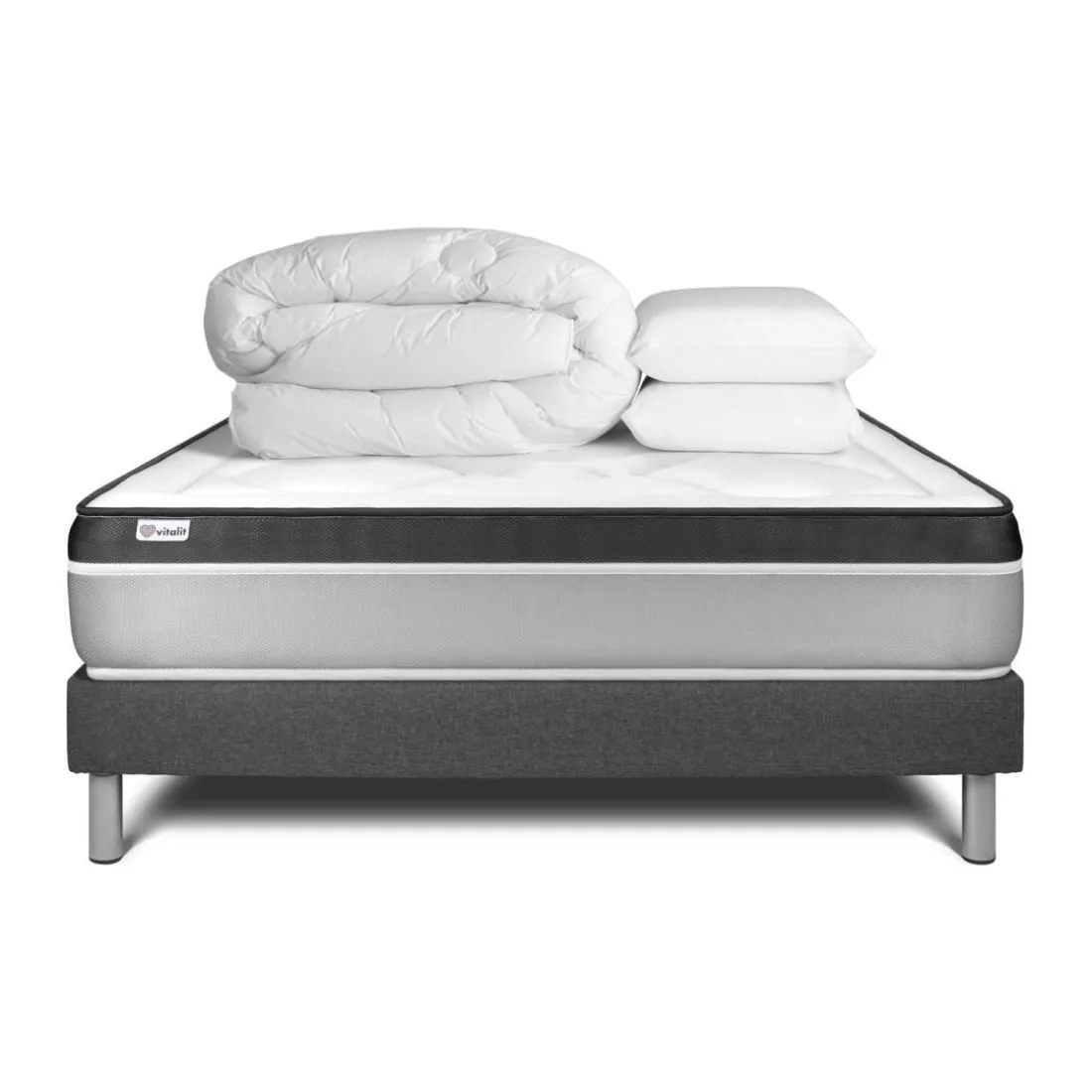 Pack prêt a dormir VITAL ERGO sommier Kit gris
