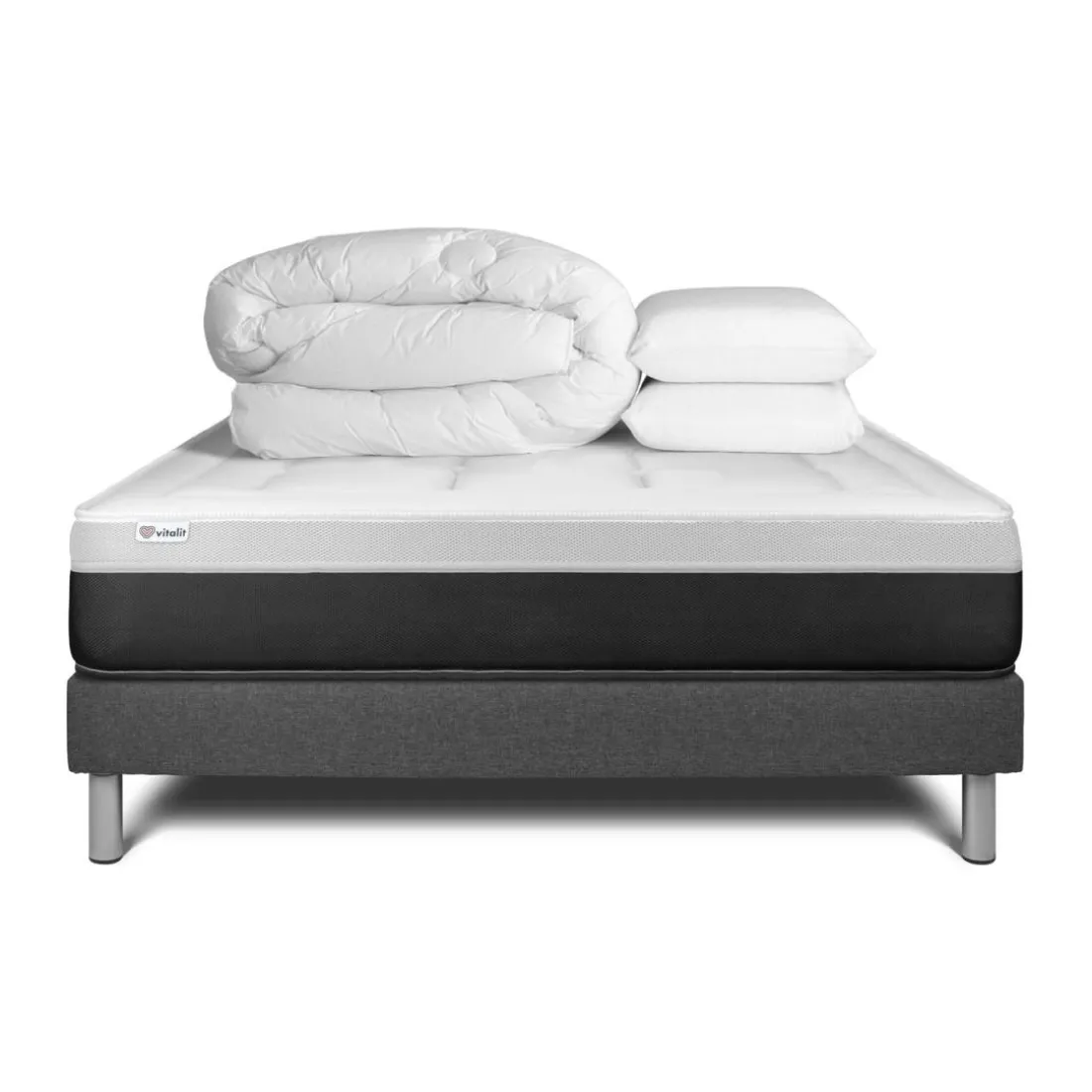 Pack prêt a dormir VITAL FORM sommier Kit gris