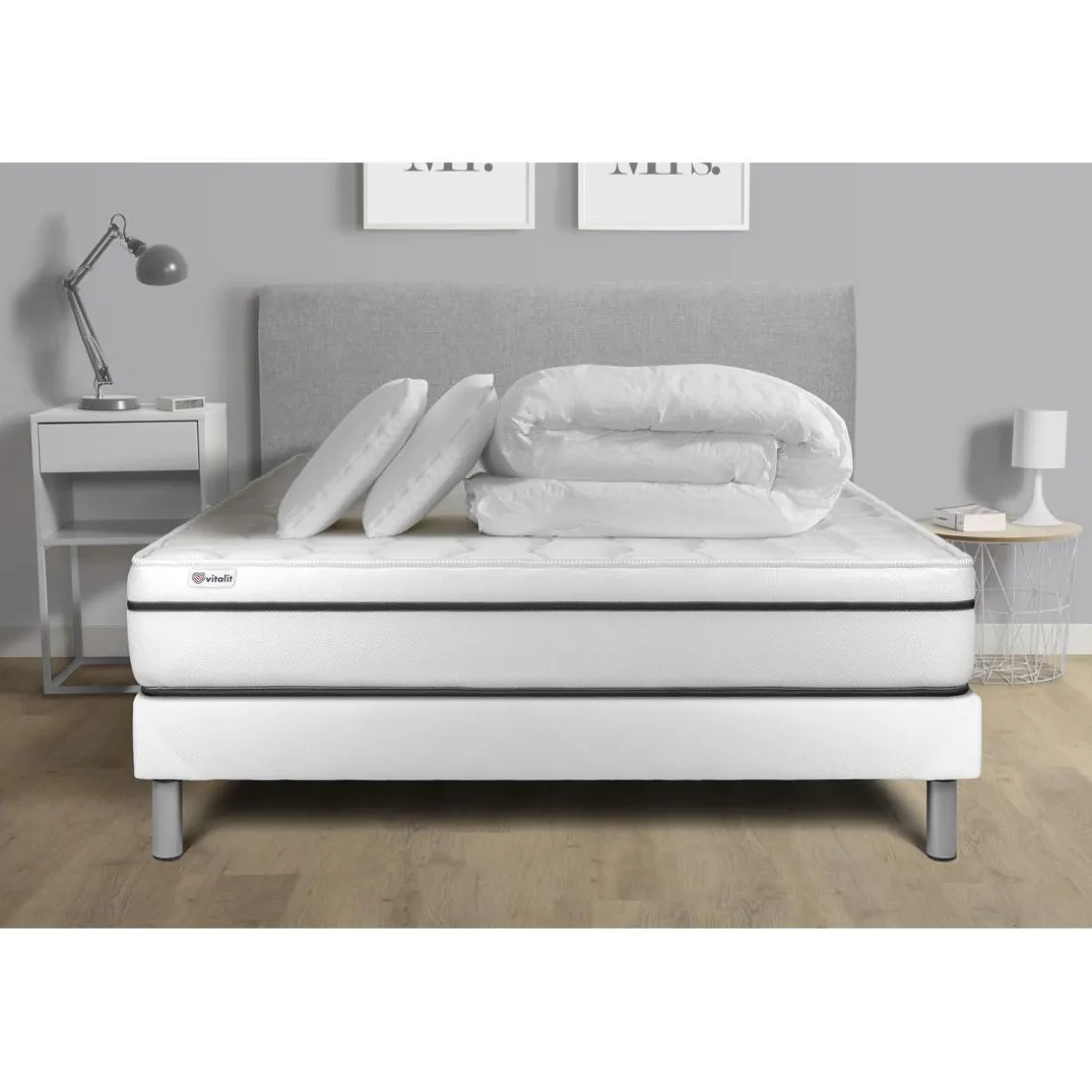 Pack prêt a dormir VITAL SPA sommier Kit blanc