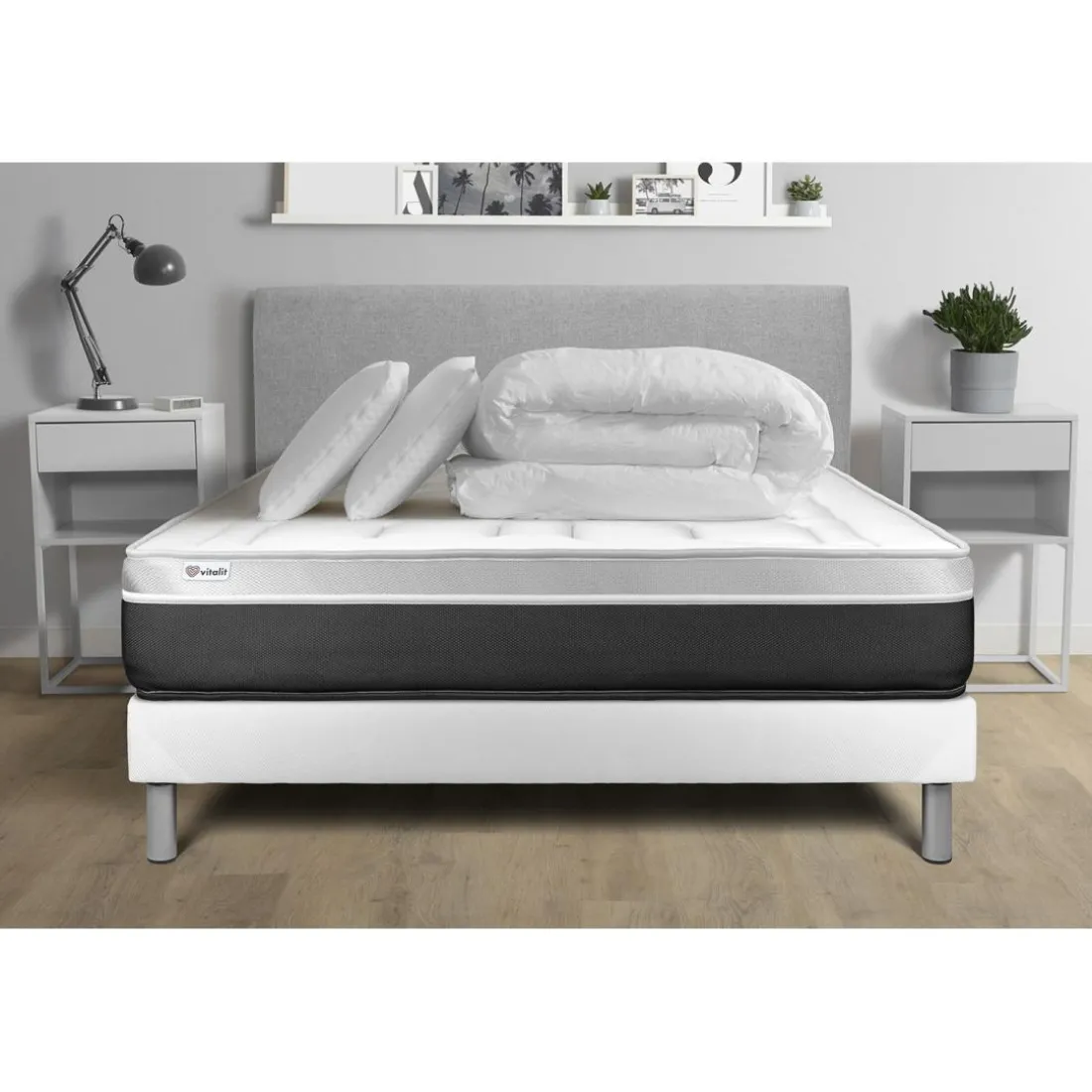 Pack prêt a dormir VITAL SOFT sommier Kit blanc