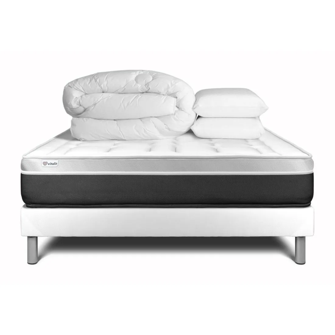 Pack prêt a dormir VITAL SOFT sommier Kit blanc
