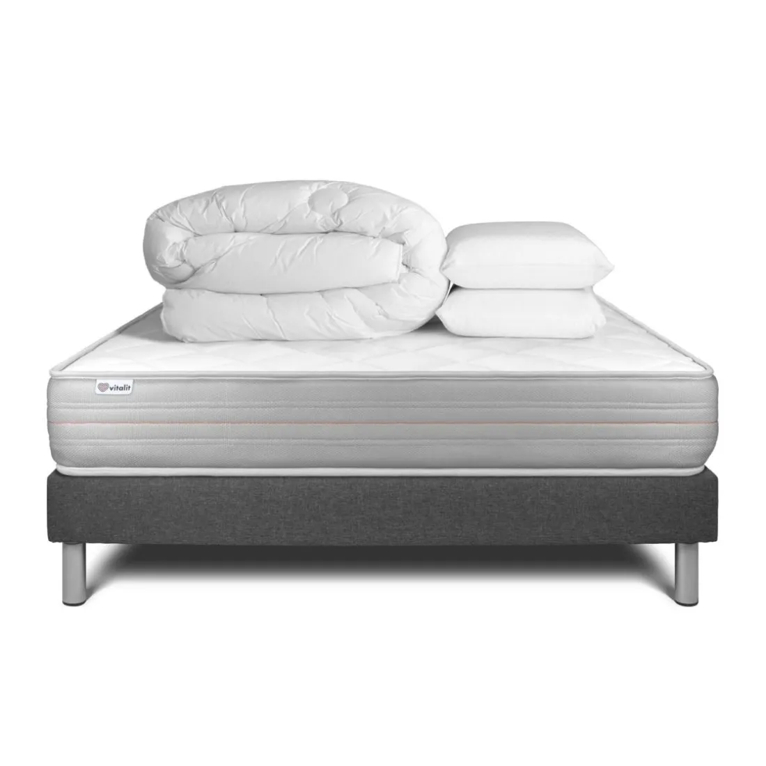 Pack prêt a dormir VITALMEMO sommier Kit gris