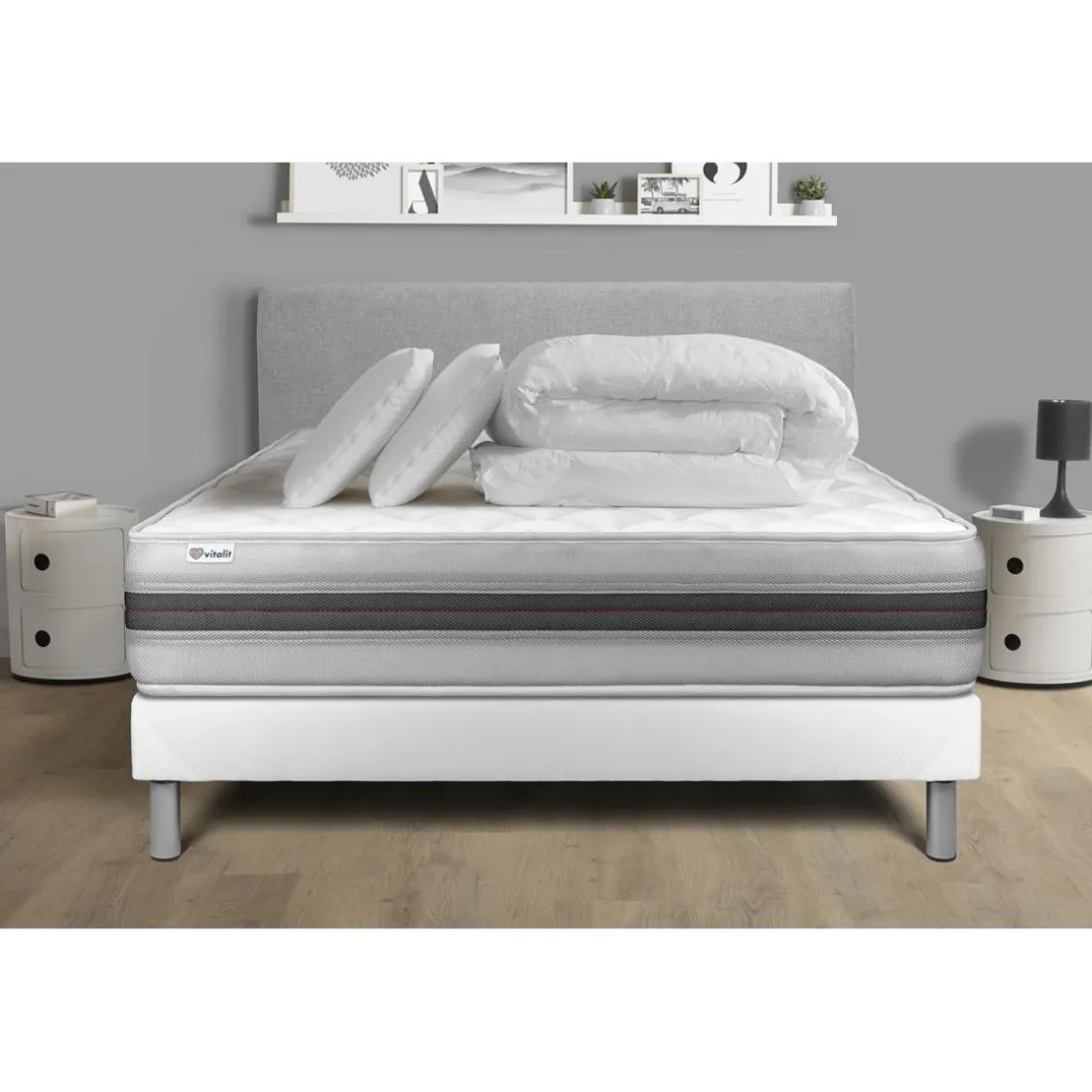 Pack prêt a dormir VITALMEMO BACK sommier Kit blanc