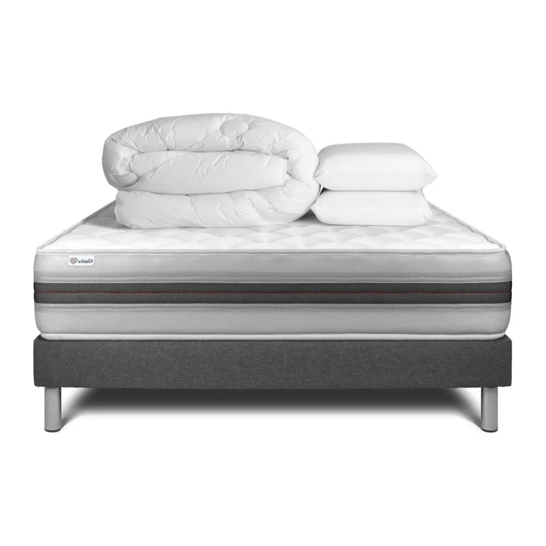 Pack prêt a dormir VITALMEMO BACK sommier Kit gris