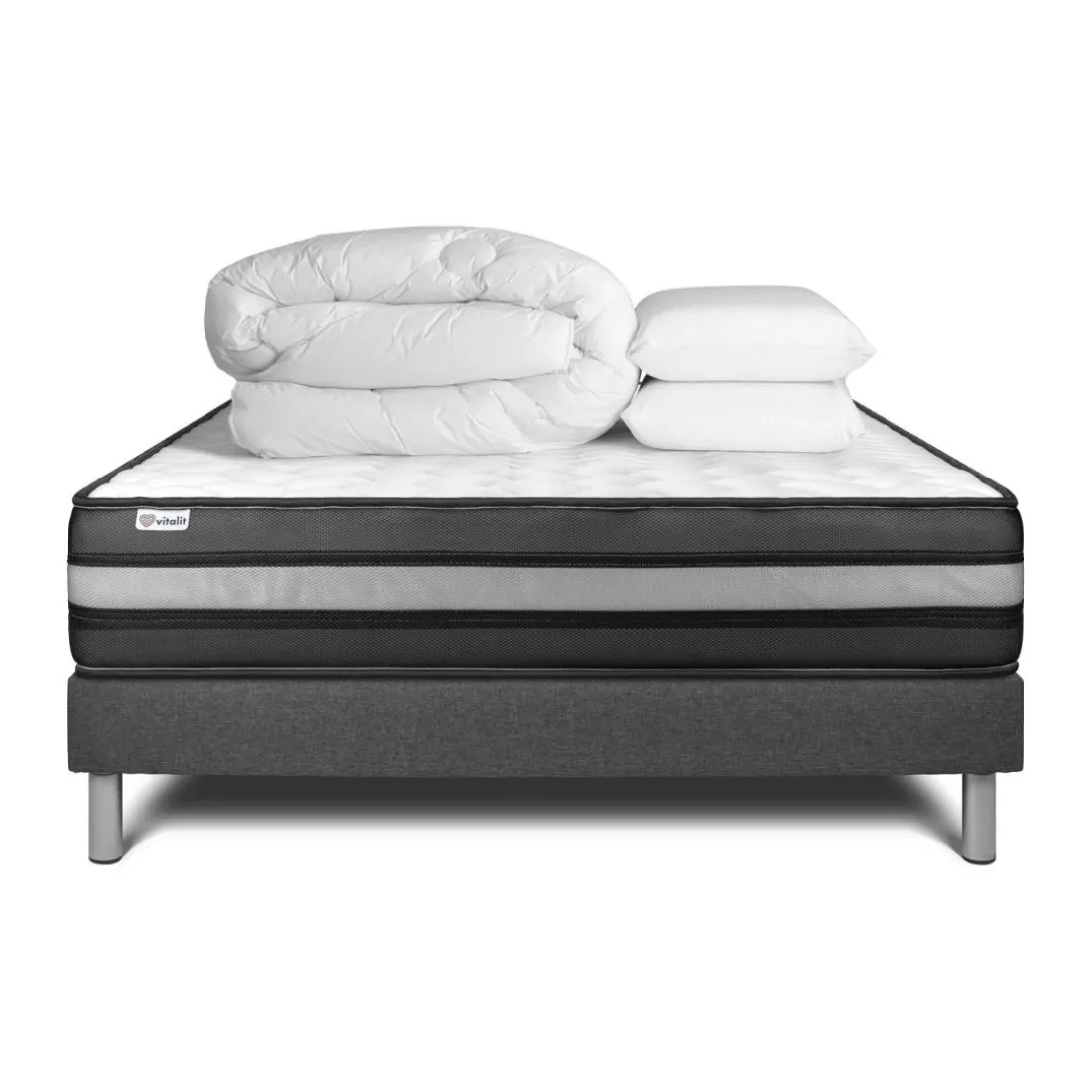 Pack prêt a dormir VITALPOWER ZEN sommier Kit gris